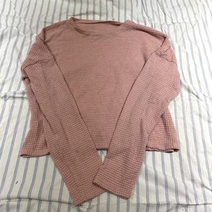 SHEIN Blush Pink Waffle Knit Top and Shorts Lounge Set